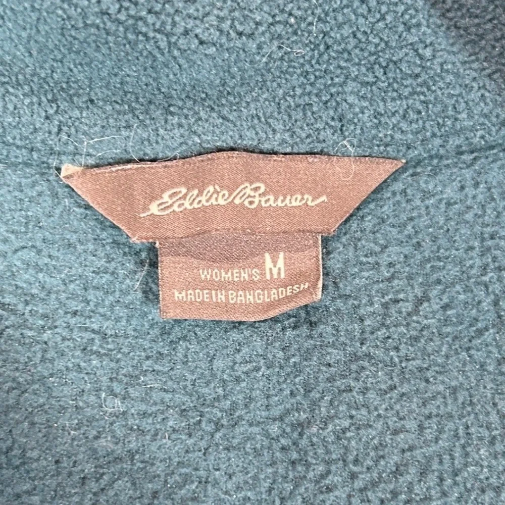 Eddie Bauer Womens Teal Blue Quarter Zip Fleece Pullover Sweater Size M